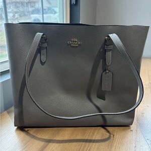 Coach Charcoal Leather Tote Bag
